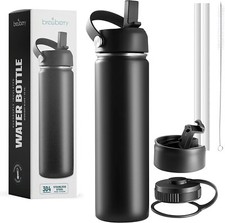 Stainless Steel Insulated Water Bottle and Travel Mug 22 OZ - Midnight Black