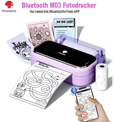 Phomemo M03 Sticky Note Drucker-Portable Mini Bluetooth Thermo Mobile Drucker