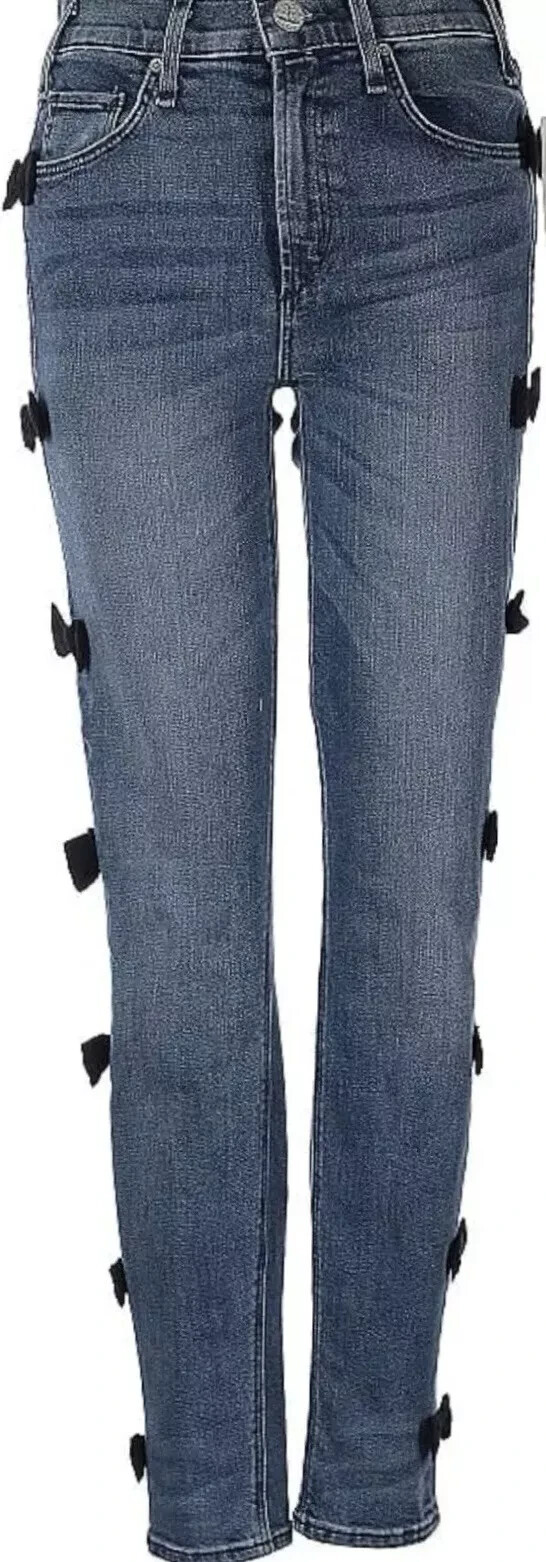 Anthropologie McGuire No Bow No Go Side-Bow Mid-Rise Skinny Jeans 27 party NWT