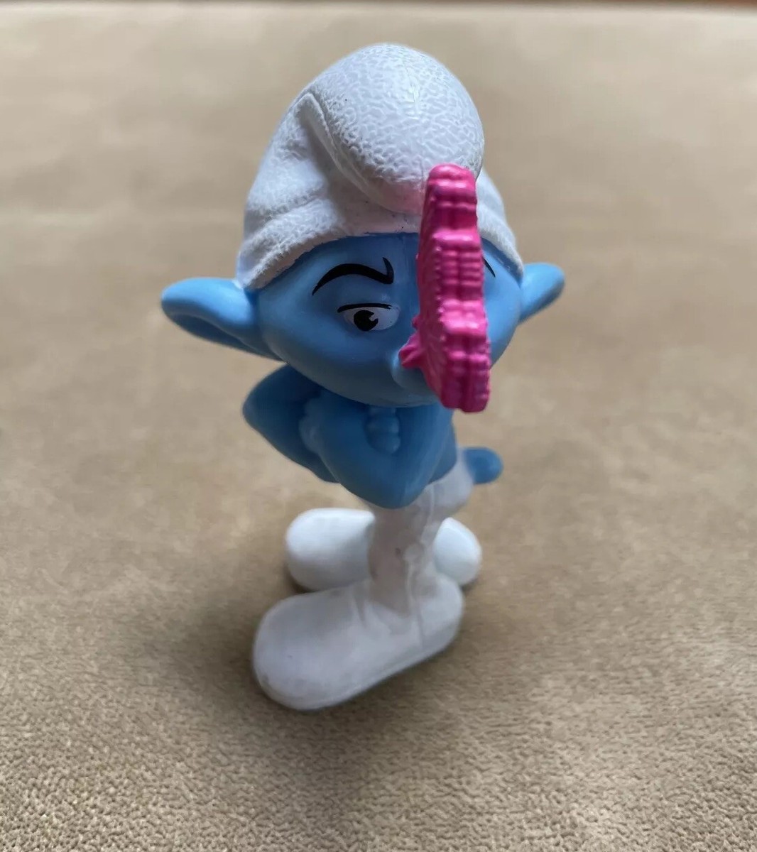 Smurfs Grouchy 3” Figure Peyo Toy Butterfly on nose - McDonald's