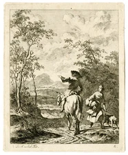 Antique Master Print-ASKING-THE-WAY-LANDSCAPE-HORSE-ETCHING-Overbeek-1791
