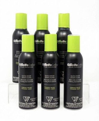 6 Pack Gillette Labs Quick Rinse Shave Foam Men Shaving Cream 8.1 oz Free Ship