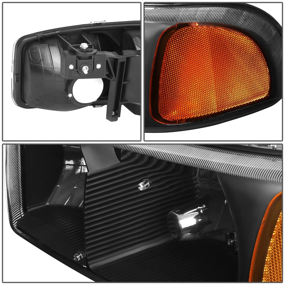 ДЛЯ 99-07 GMC SIERRA YUKON XL ЧЕРНЫЙ КОРПУС ЯНТАРНЫЕ УГЛОВЫЕ ФАРЫ ФАРЫ ФАРЫ ФАРЫ - Изображение 4 из 4