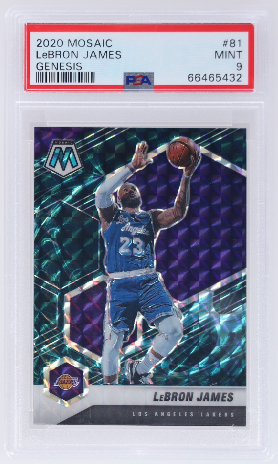2020 Panini Mosaic Lebron James #81 PSA 9 Genesis Prizm Basketball Mint 2020-21