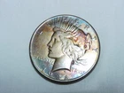 1928-S $1 PEACE SILVER ONE DOLLAR COIN - RAINBO TONED