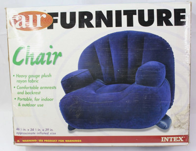Vtg 90s Intex Air Furniture Beanless Bag Inflatable Chair Indoor Outdoor - BLUE