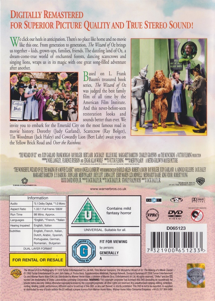 The Wizard Of Oz (DVD, 2001) for sale online | eBay UK
