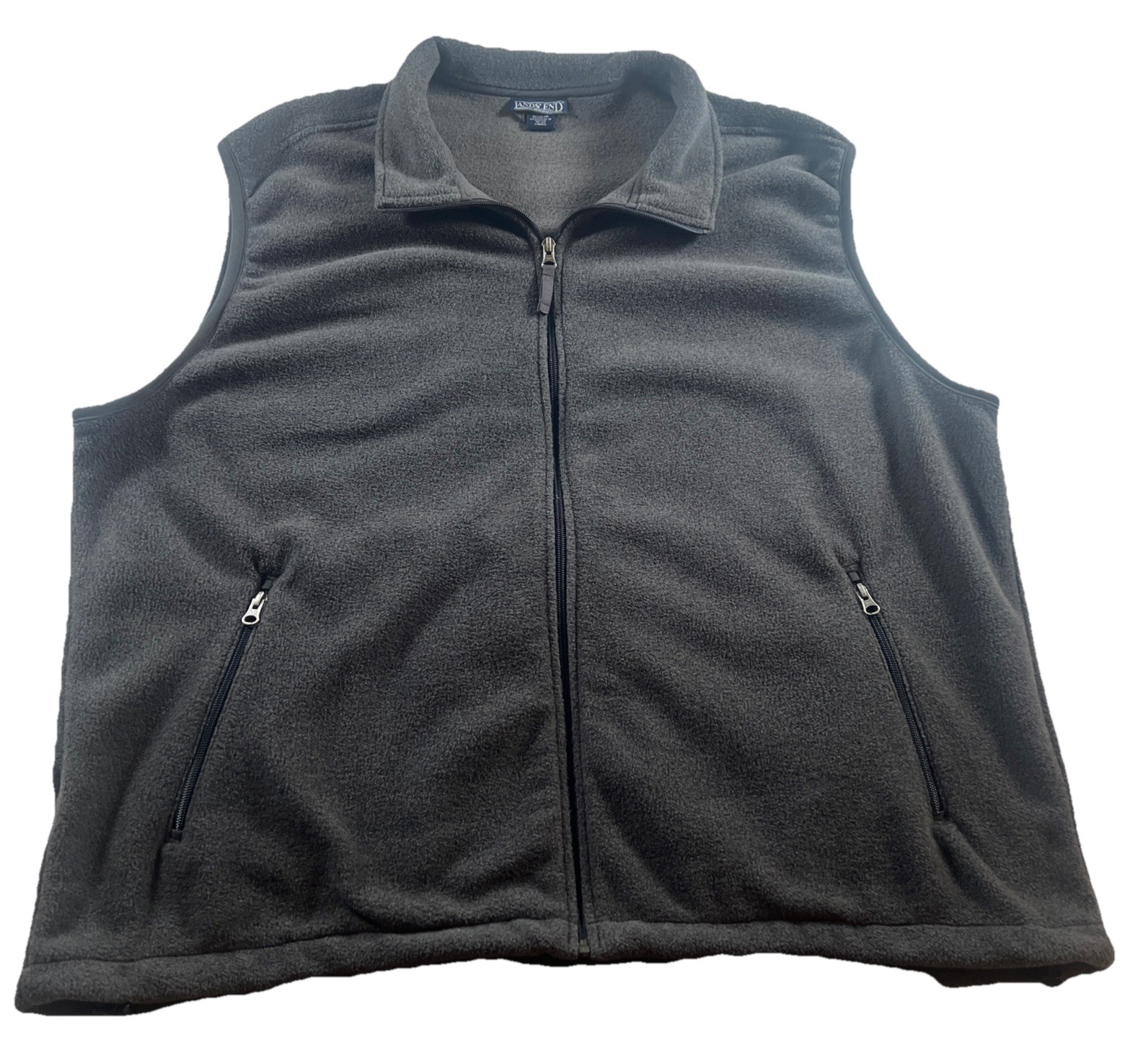 Lands' End Gray Fleece Vest Men's XXL 50-52 AirCore 200 Sleeveless  Polar Tec