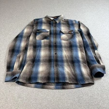 Fourstar Anti Hero Tony Trujillo Shirt Mens Small Blue Gray Plaid Wool Flannel