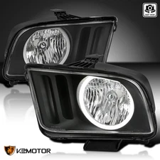 Fits Black 2005-2009 Ford Mustang LED Halo Angel Eyes Headlights Left+Right