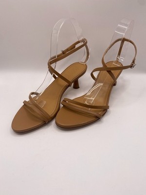 Aeyde Women Maeve Ankle Brown Leather Strap Kitten Heel Sandal Sz 37/7