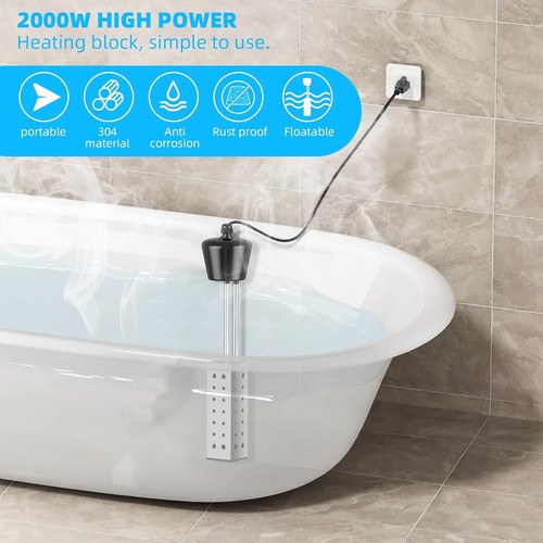 2000W Immersion Water Heater, Designed for Mini Inflatable Pools and Black - Picture 2 of 7