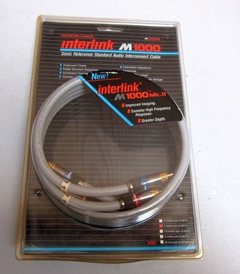 Pair of Monster Cable  Interlink M1000 MKII stereo audio RCA cables 1 meter
