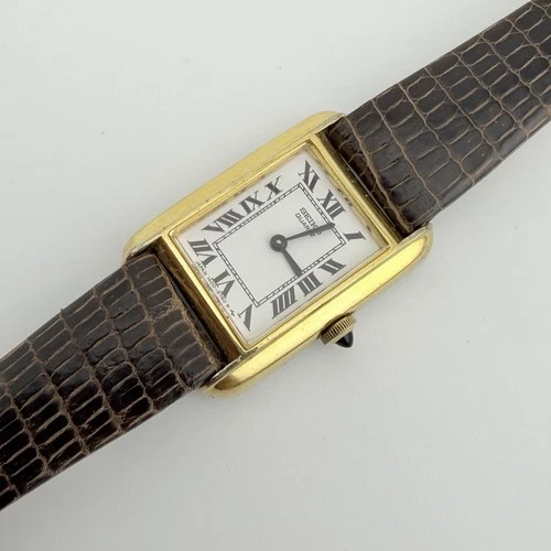 Vintage Seiko Tank 17mm White, Gold Tone 1400-8069  Roman Numerals Women’s Watch