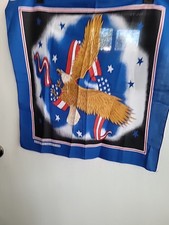 Vintage 90s American Eagle Patriotic Biker Flag Bandana Made in USA 21" X 21"