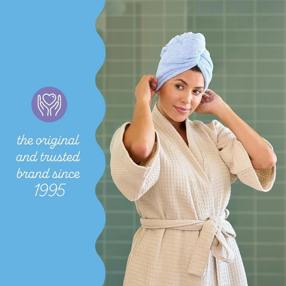 Toalla de pelo de microfibra Turbie Twist, niños y adultos, azul pavo real Foto 3 de 4