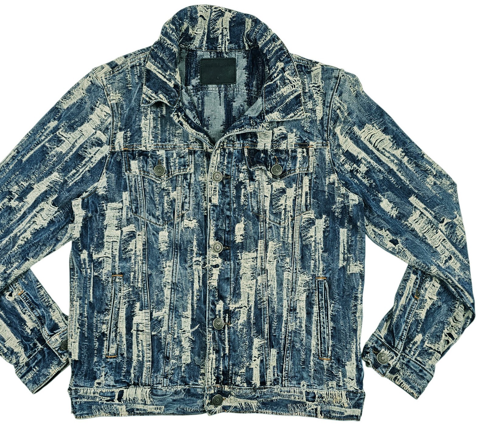 HOT Men's TRUE RELIGION DANNY STREET RIPPED DISTRESS 4 Pcks Denim JACKET Jeans M thumbnail 2