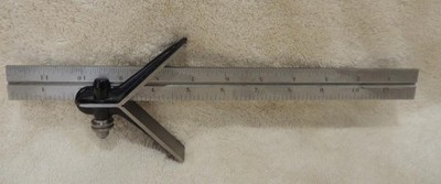 L.S. STARRETT 12'' Hardened Steel Rule No. 4R GRAD  + Center Finder Head