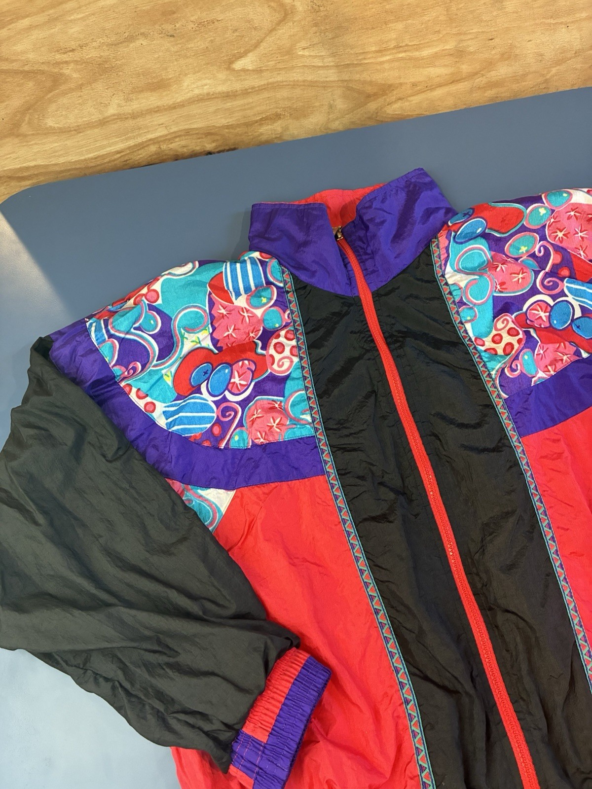 Vintage Retro Windbreaker Men's size Large 90s Zip Up Jacket