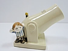 Fitz & Floyd VTG 1970's Ceramic Cannon w/Man Match Stick Holders Figure Décor