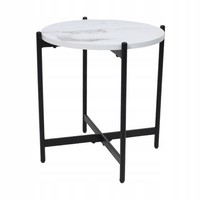 ELY Runder Couchtisch, Marmorplatte, Schwarzes Gestell