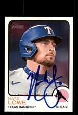 Signed Baseball Card Auto Nate Lowe 2022 Topps Heritage #608 Texas Rangers