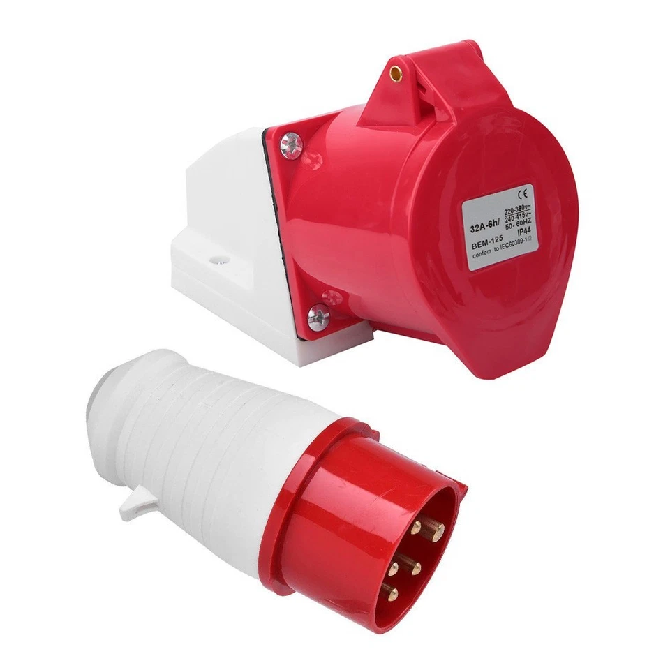 IP44 Industrial Waterproof Plug+Socket 5-pin 32A Connector 220-380V/240-415V New - Image 3 of 4