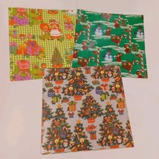 Vintage 60s Christmas Wrapping Paper 3 Sheets...