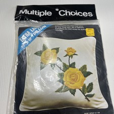 Multiple Choices 17x17 Pillow Needlepoint Rose Spray Large Yellow
