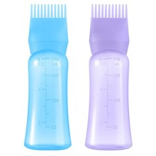 Aurnoet Root Comb Applicator Bottle 6 OZ, Hair 6 Oz  2 pack, Purple, Blue
