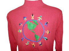 Exportadora Tecun Uman Colorful Sewn Guatemalan Dancers Women's Large LS T Shirt