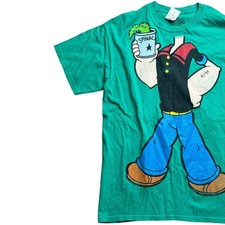 Popeye the Sailor Man Shirt L Green Spinach Body Graphic King Features 2010 Tee