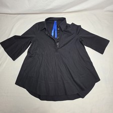 Kit And Ace Cashmere Cotton Blend A-Line Swing Henley Style Collared Blouse 10