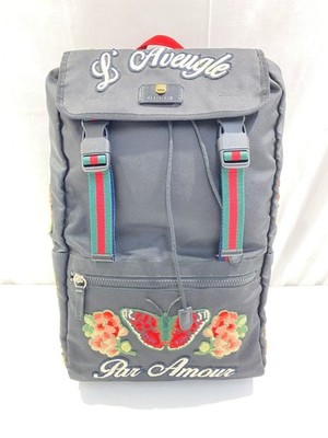 GUCCI Backpack Rucksack Techno Canvas and Embroidery Black