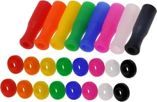 8Pcs Multi Color Food Grade Silicone Straws Tips Covers and 16Pcs Straw Silencer
