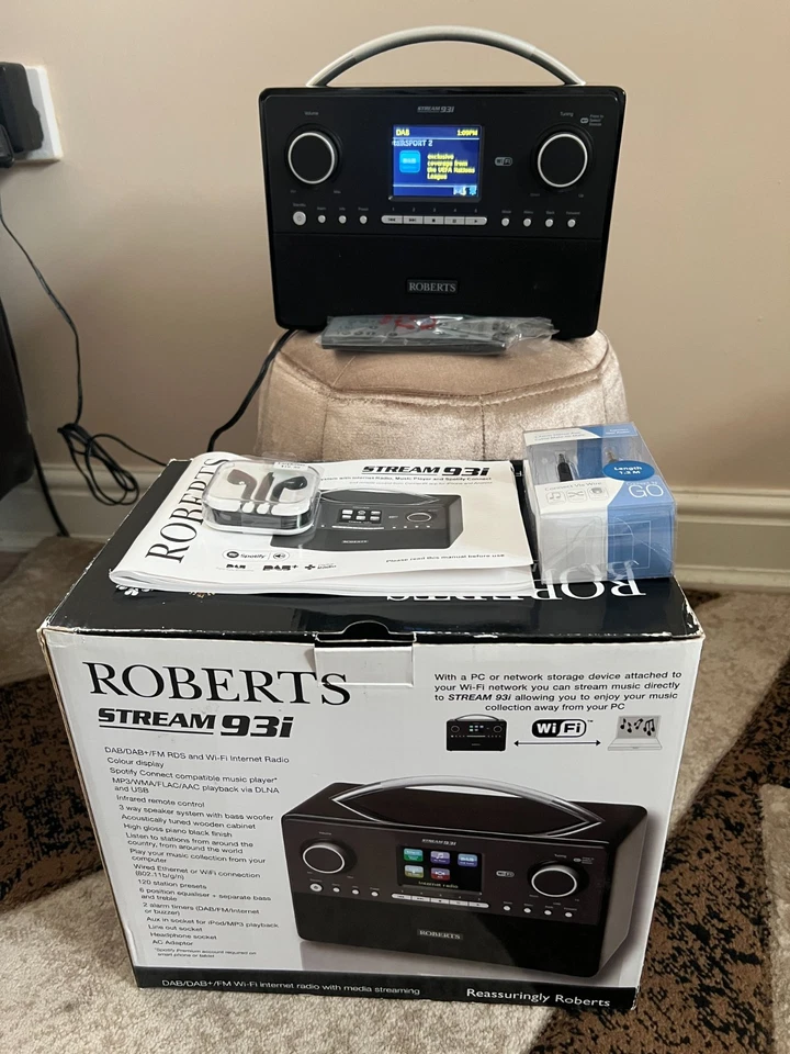 Roberts Stream 93i DAB/DAB+/FM/Wi-Fi Black Radio + Power Adapter. Mint C & P W O - Image 2 of 4