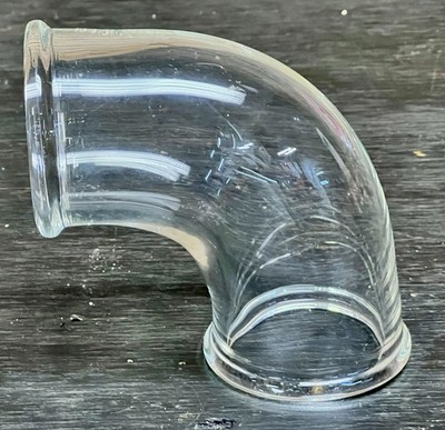 VINTAGE SCHOTT KIMAX GLASS PIPE DRAINLINE FITTING 90 DEGREE ELBOW 2'' ID x 5'' L