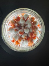 10x 5/8" Jabo Classics Marbles Lot White, Orange, Red UV Reactive