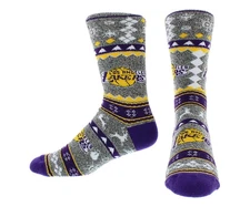 For Bare Feet Xmasblal  Unisex Socks Size L, Color: Grey/Violet/Yellow