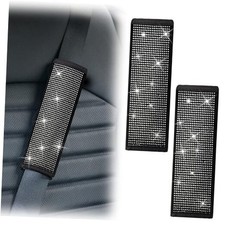 2 PCS Bling Car Seat Belt Shoulder Pads, Bling Seat Belt Covers with White