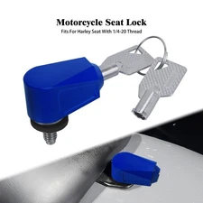 Blue Seat Lock Push Pin 2 Keys Anti Theft Set For Harley Touring Sportster Dyna