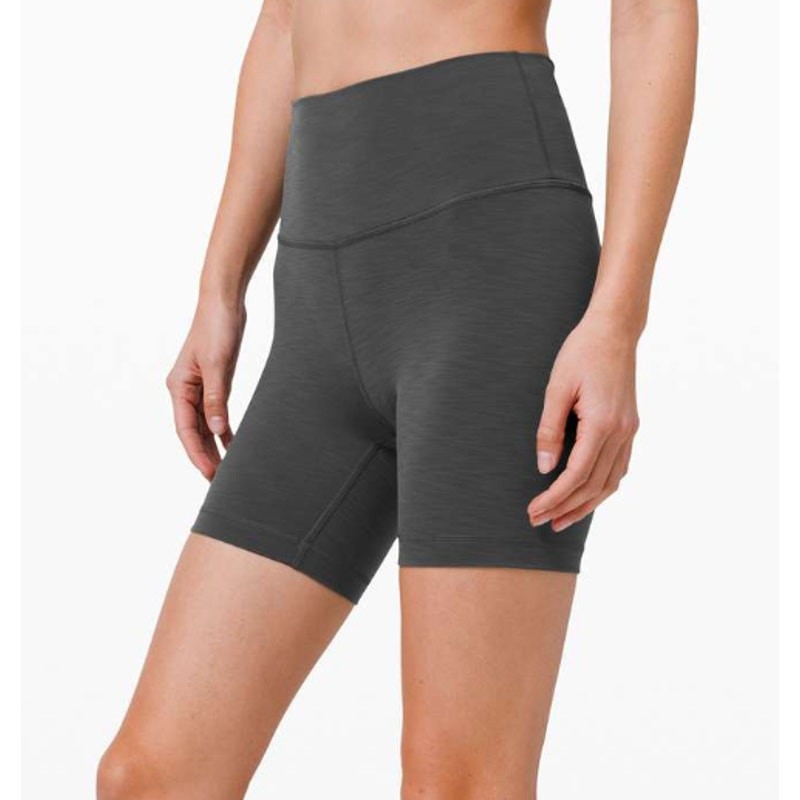 Lululemon Biker Shorts Womens 6 Wunder Train High Rise Heathered Graphite Gray-image