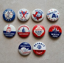 Vintage Baseball Team 1962 Pins Lot (10 Diff) w/Mets, Colts, Tigers, A's, Twins+