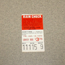 Chicago Cubs 8/10/1973 Ticket Stub vs Astros Ken Forsch First MLB Save Thornton