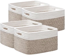 4 Pack Storage Basket for Shelves, Woven Baskets for Organizing, Durable Orga...