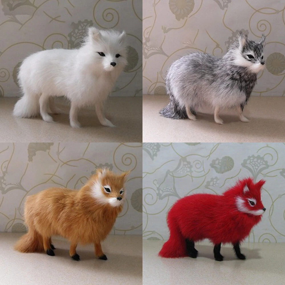 Realistic Simulation Fox Plush Toy Doll Furry Lifelike Animal Model Xmas  Gift