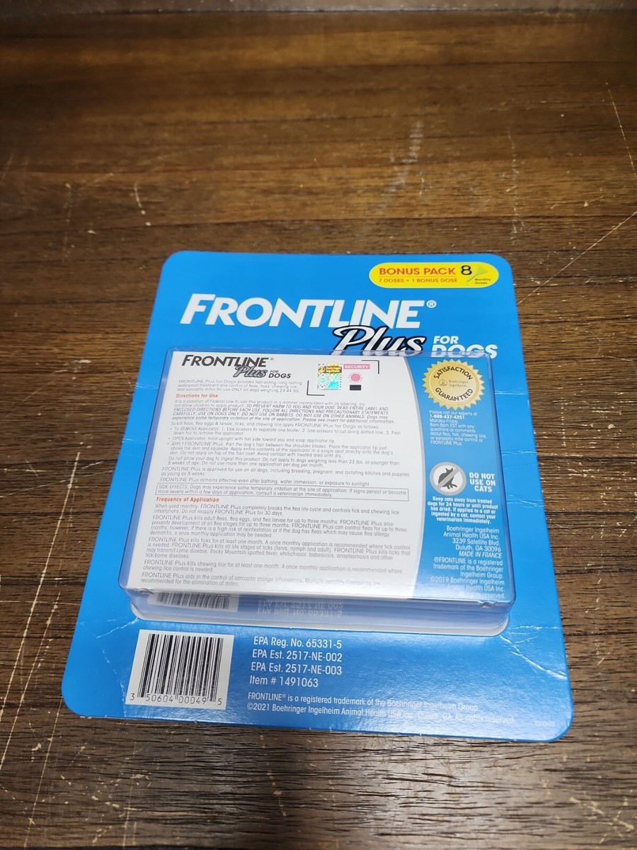 Frontline Plus Flea and Tick Dog Treatment 23-44 lb, Doses New