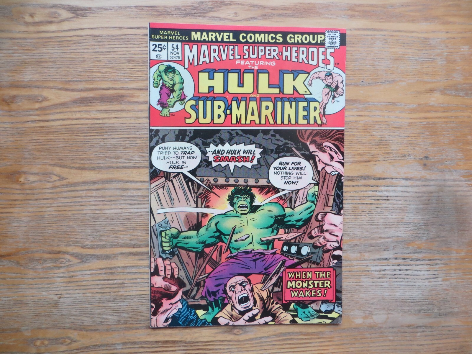 1975 VINTAGE BRONZE AGE MARVEL SUPER-HEROES # 54 HULK SUB-MARINER HIGH GRADE