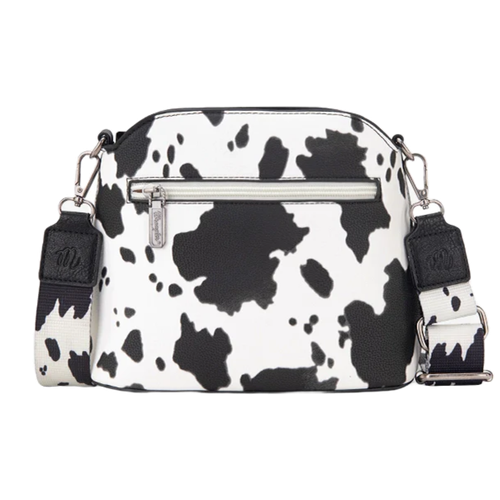 Wrangler Ladies Zippered Cow Print Black Crossbody Bag WG133-213BK - Picture 2 of 3