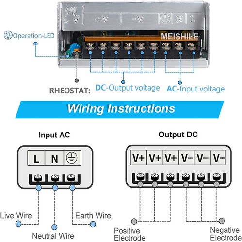24V 25A 600W DC Switching Power supply Adapter PSU AC-DC 24Volt Industrial Trans - Picture 2 of 7